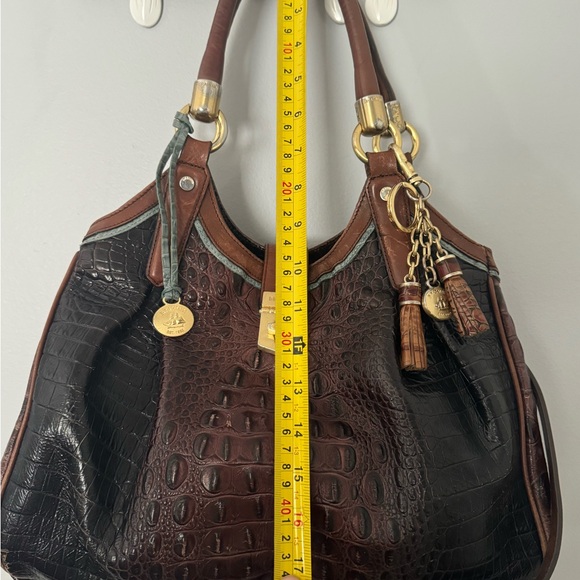 BRAHMIN ELISA HOBO SACHEL BAG CROC EMBOSSED LEATHER CHARM & TASSEL - Picture 12 of 14